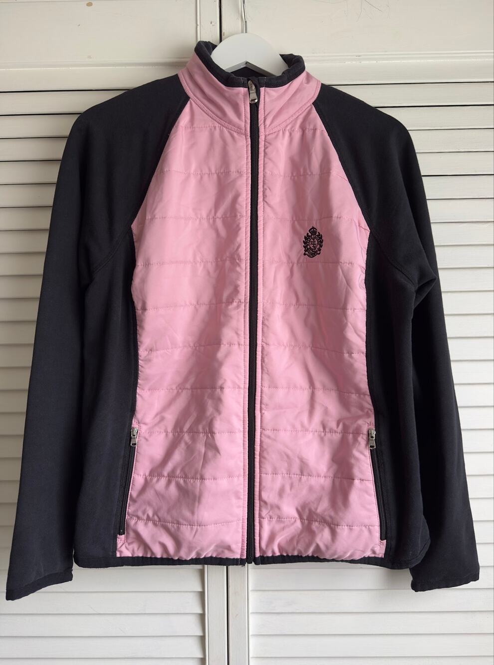 Lauren Ralph Lauren Hybrid Jacket Quilted Fleece Crest Faded Black Pink Women M